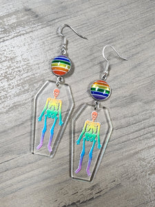 Rainbow skeleton, pride acrylic