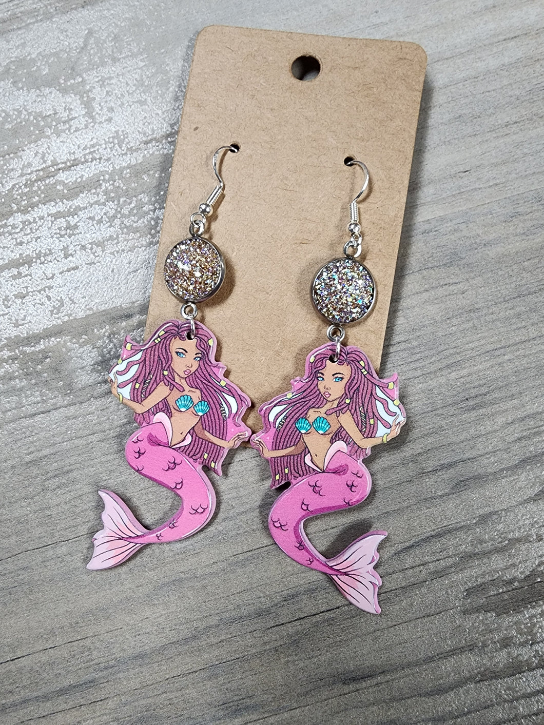 Mermaid acrylic with sparkle druzy