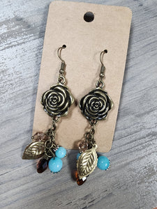 Metal rose charm dangle