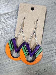 Chevron, purple green and orange chain dangle