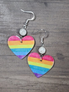 Rainbow heart acrylic with cabochon connector