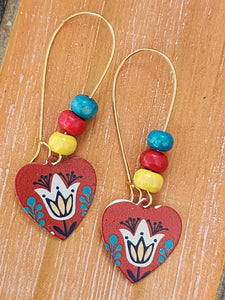 Red heart with flower