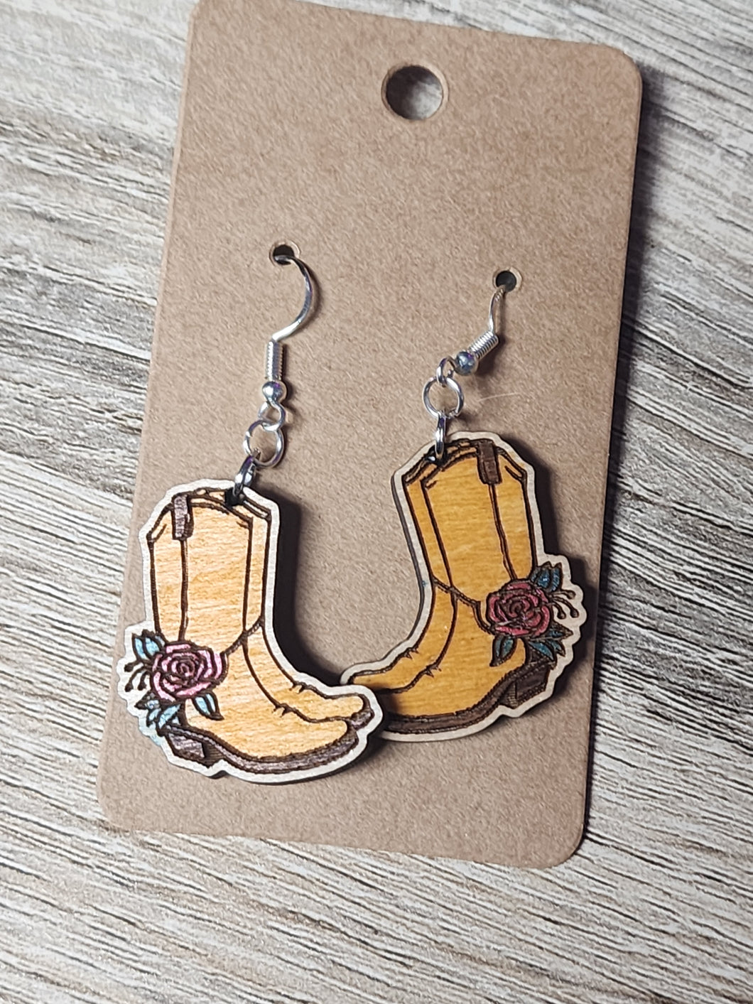 Painted wood cowboy boots
