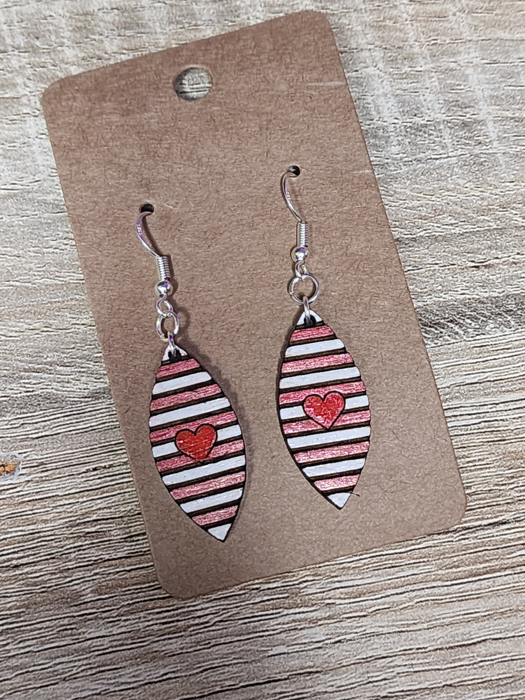 Painted wood stripes with heart