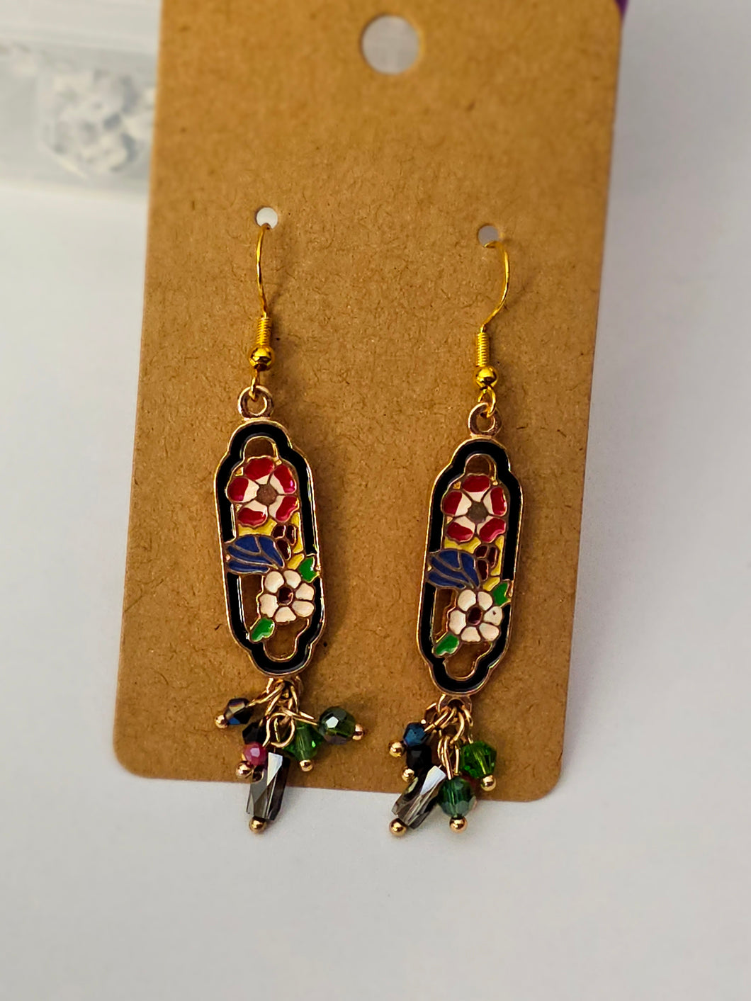 Stained glass with seed bead dangle