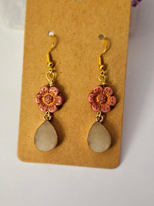 Czech flower bead with faux druzy