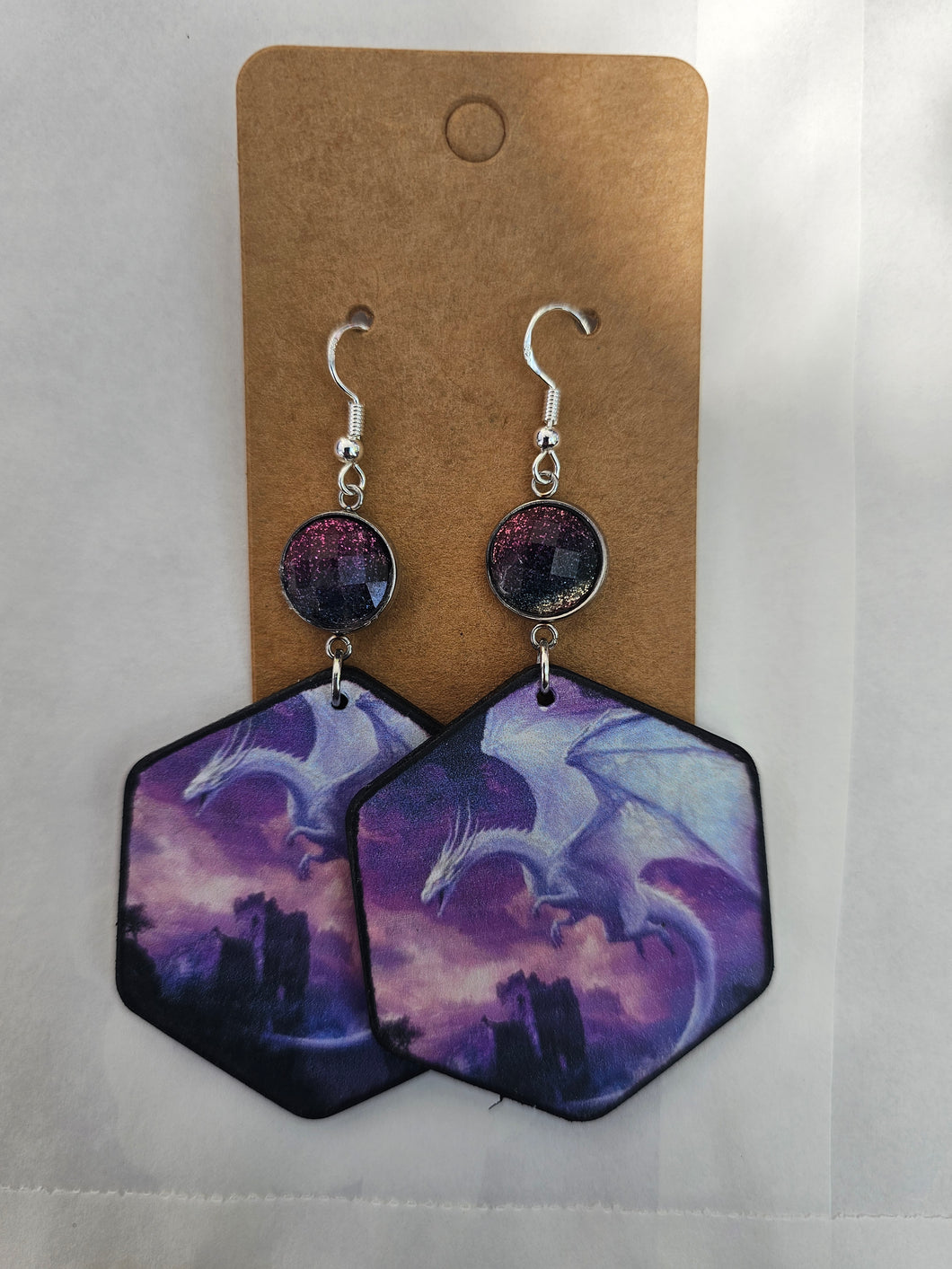 Dragon decopauge, hexagon, purple