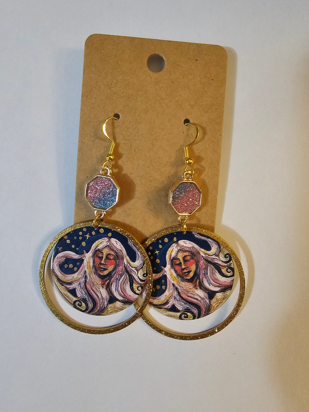 Mermaid in gold hoop with glitter connector