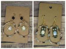 Load image into Gallery viewer, Seed bead turtles and owl hoops
