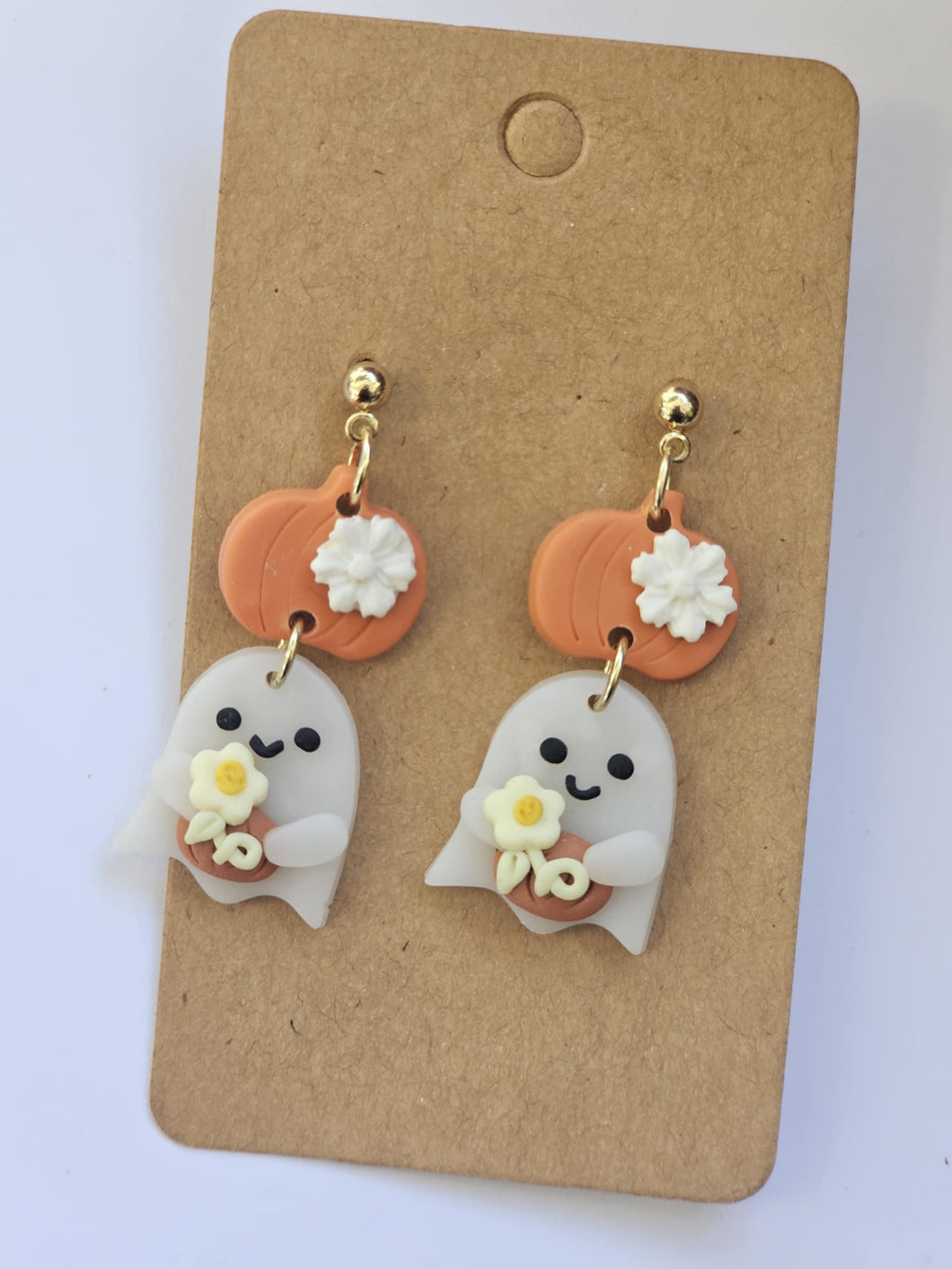 Acrylic pumpkin and ghost, post connector