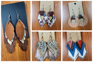 Genuine leather earrings