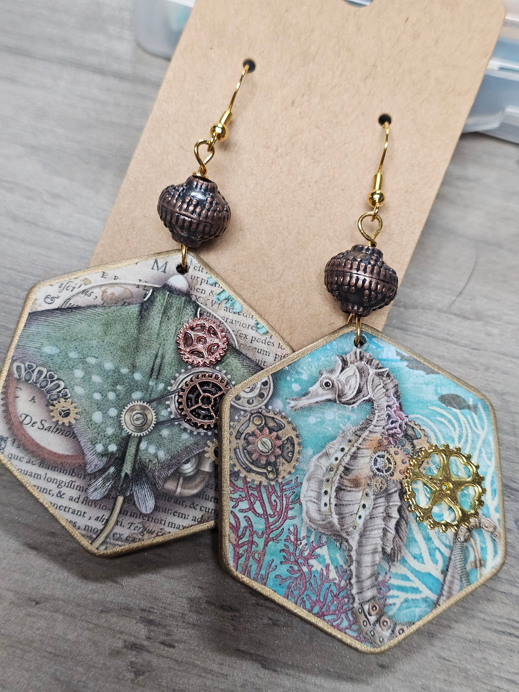 Steam punk seahorse and sting ray