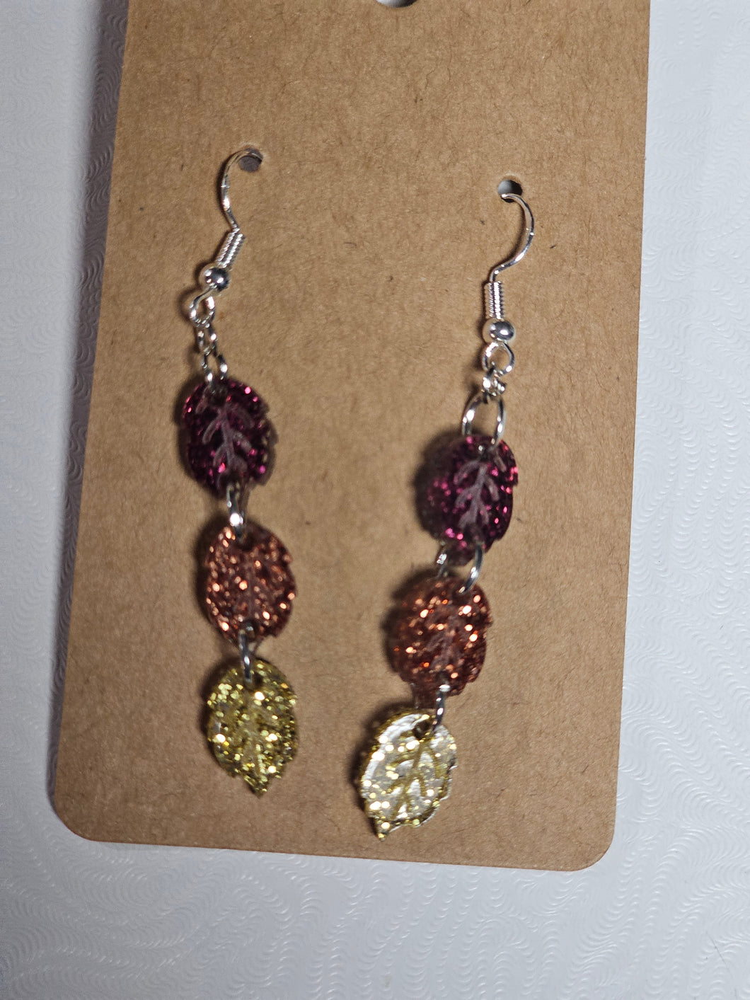 Acrylic glitter fall leaf trio