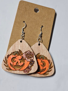 Painted wood pumpkin with floral