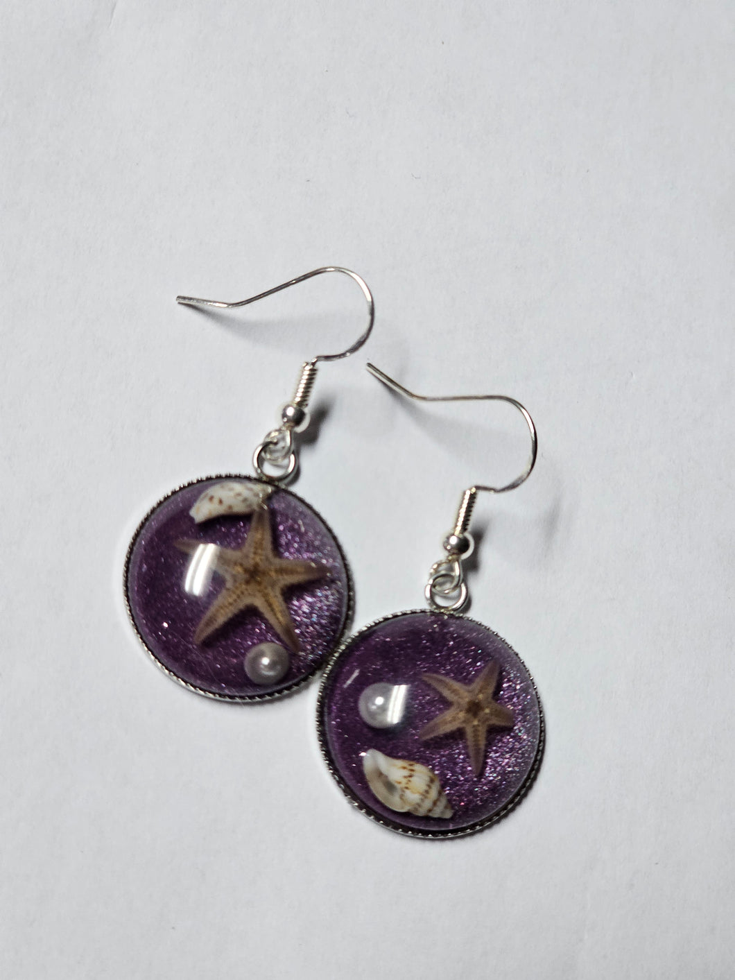 Purple glitter shell dangle