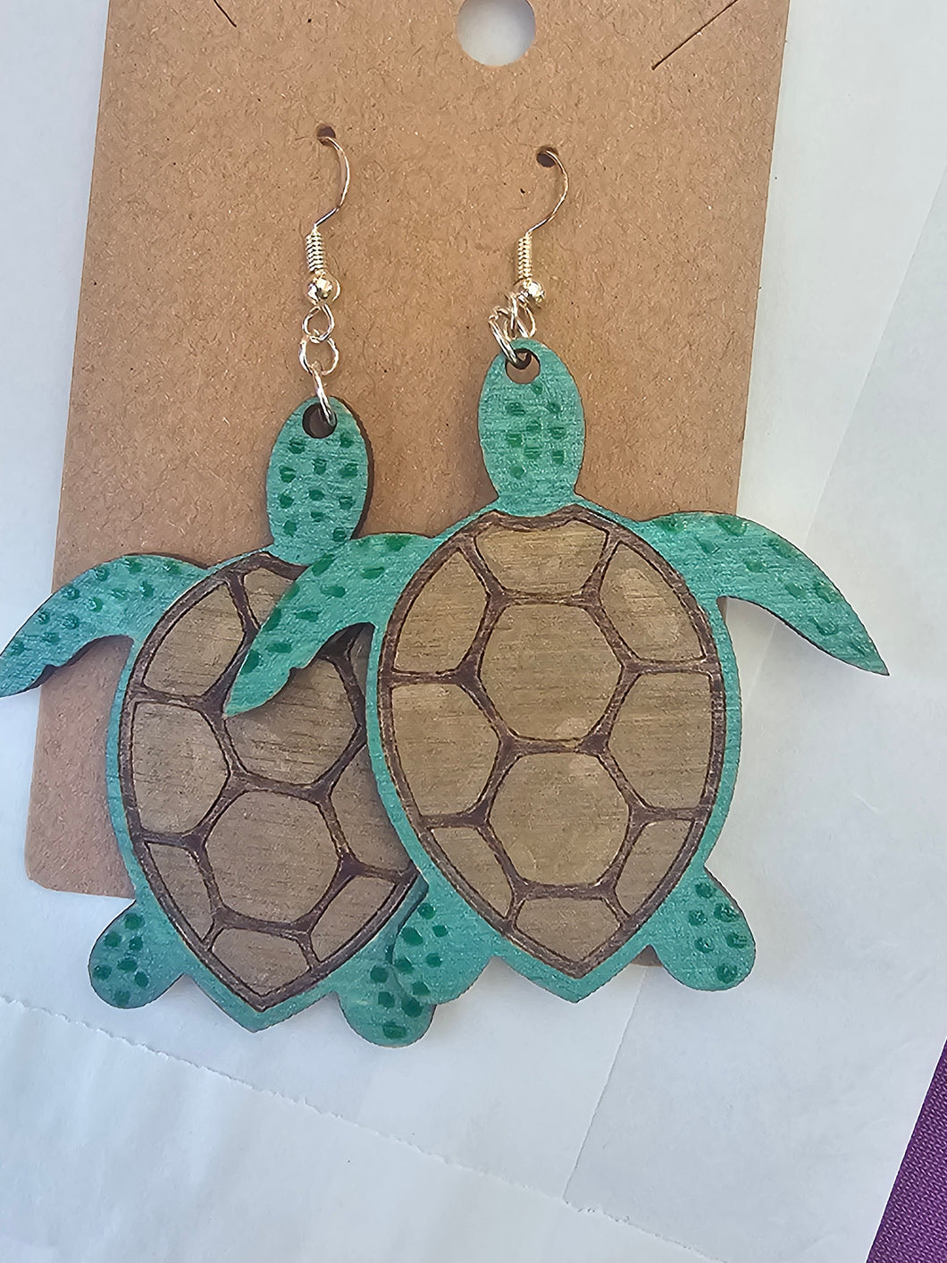 Painted wood, large turtles