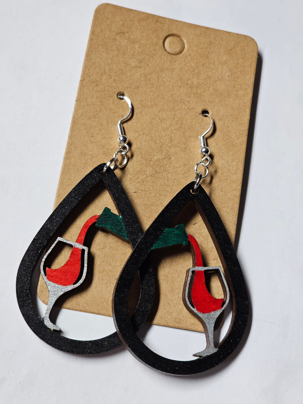 Painted wood, teardrop wineglass