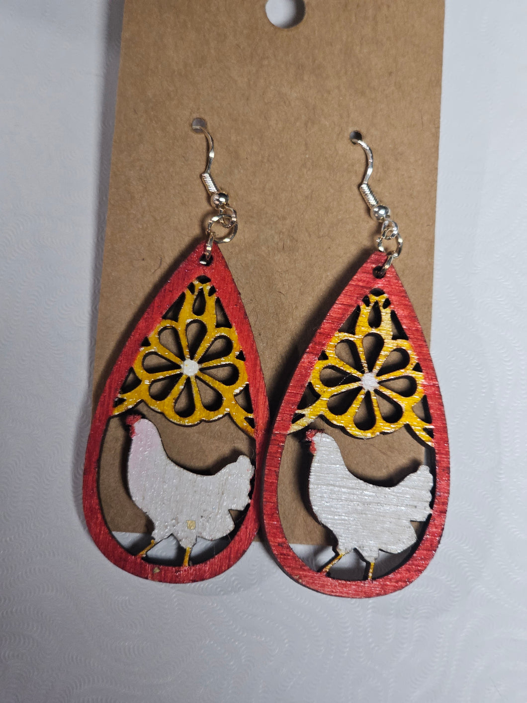 Painted wood chicken dangle (as is, read description)