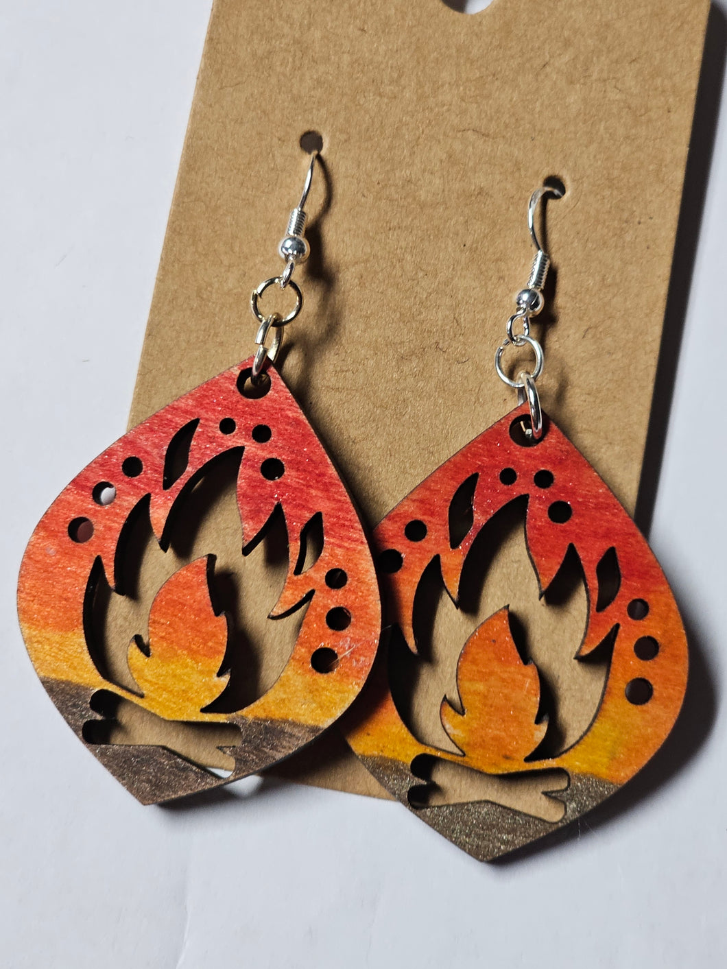 Campfire cut out painted wood