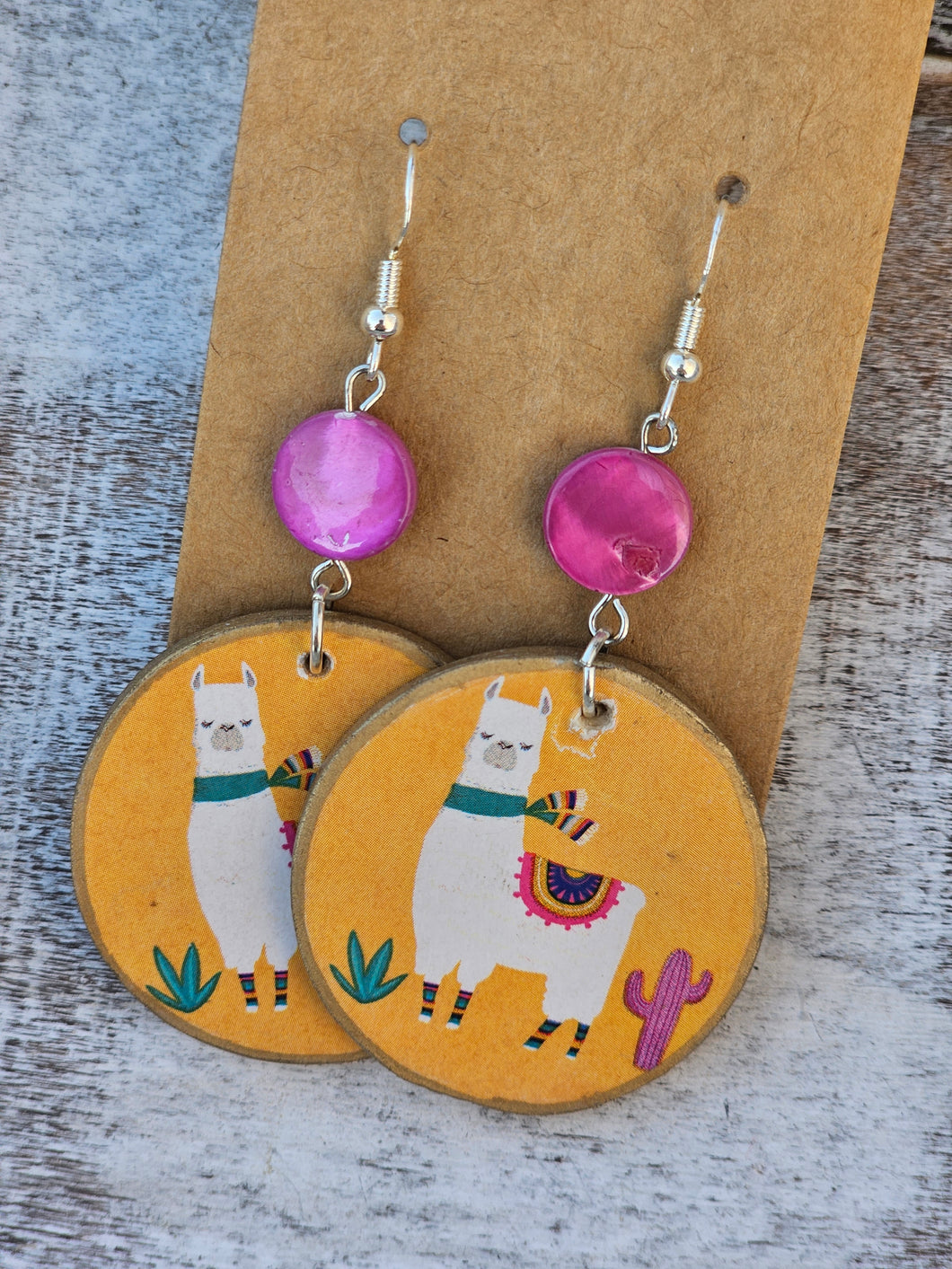 Yellow and pink, decopauge llama