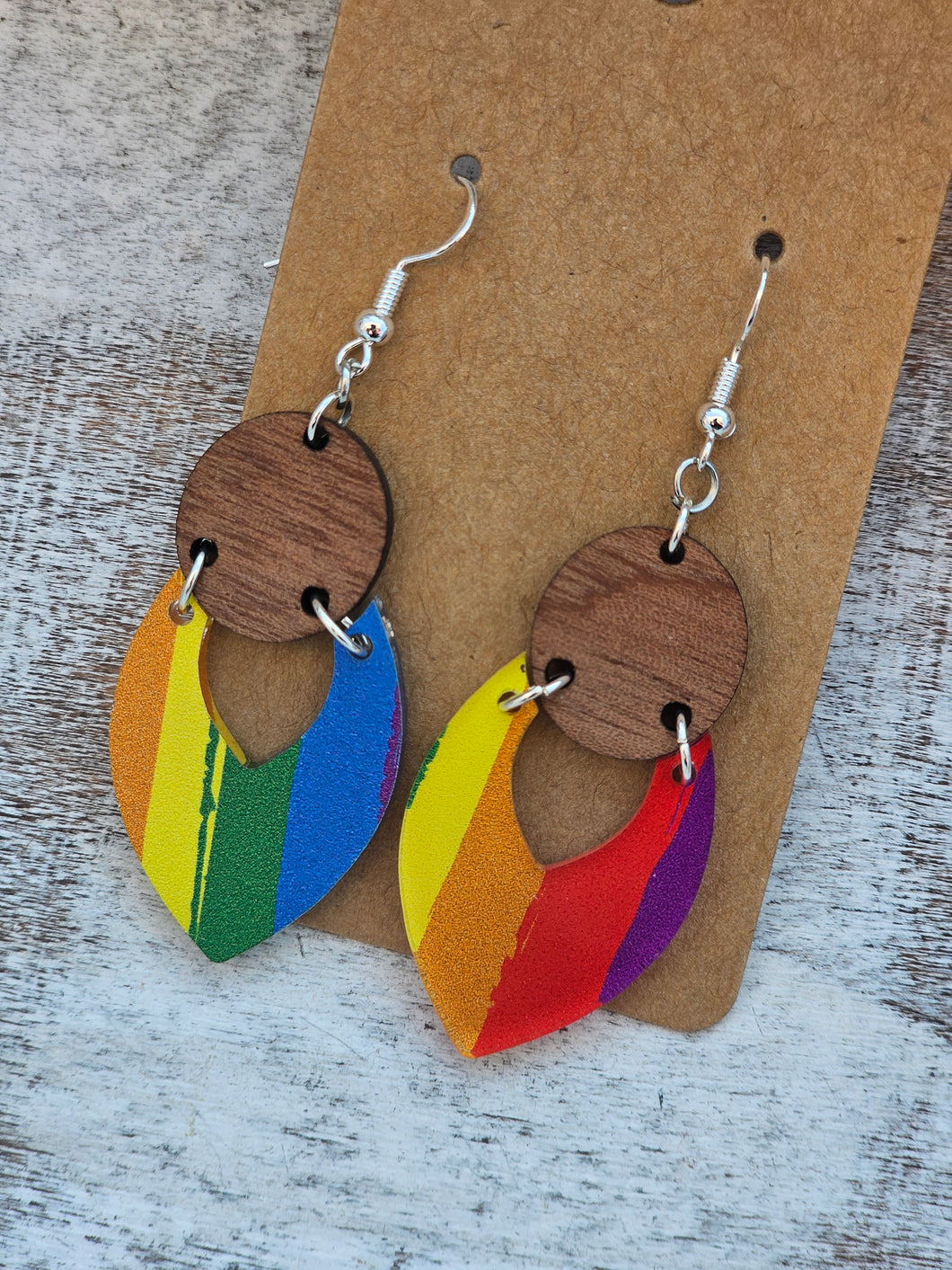 Rainbow acrylic with wood connector