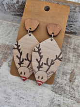 Load image into Gallery viewer, Wood sublimated christmas earrings

