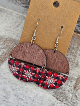Load image into Gallery viewer, Wood sublimated christmas earrings
