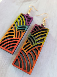 Rainbow pattern bar earrings