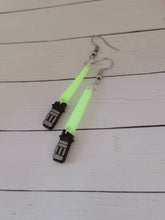 Load image into Gallery viewer, Glow in the dark light saber earrings

