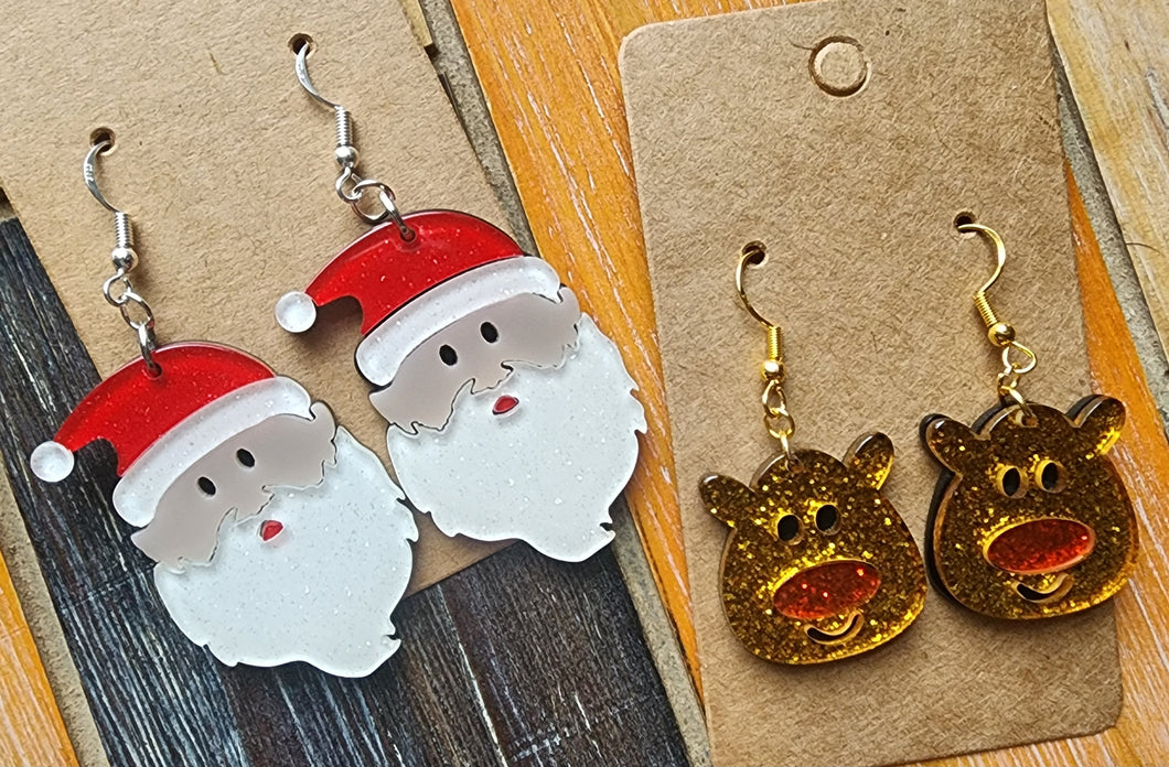 Santa or Rudolph acrylic dangle