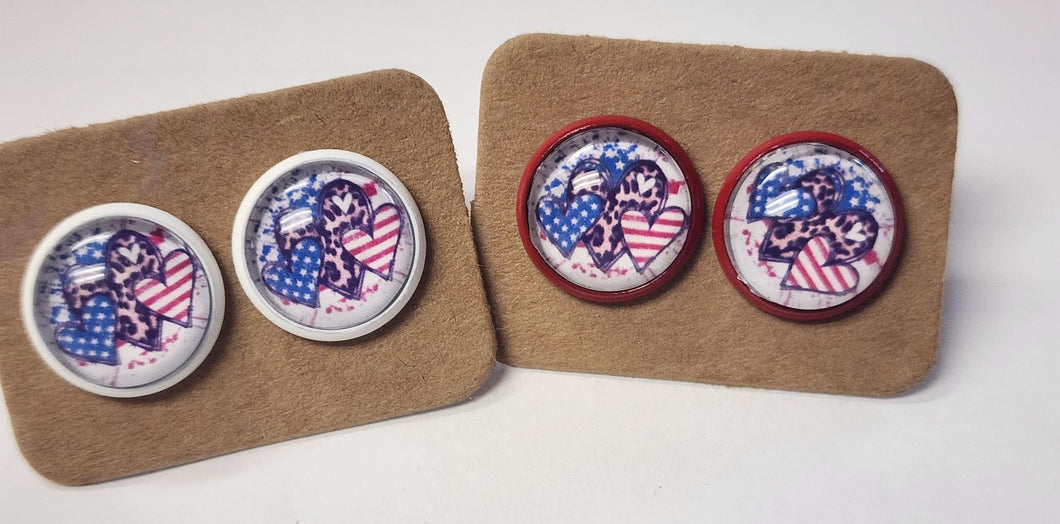 4th of July, Leopard/Flag hearts